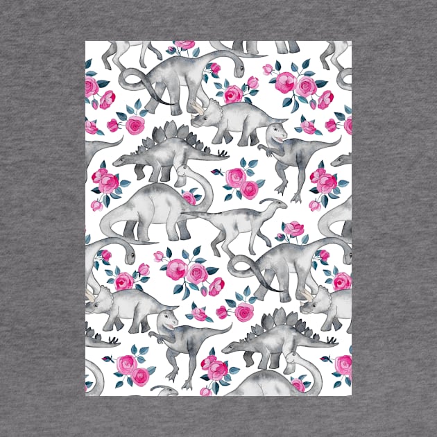 Dinosaurs and Roses – white by micklyn